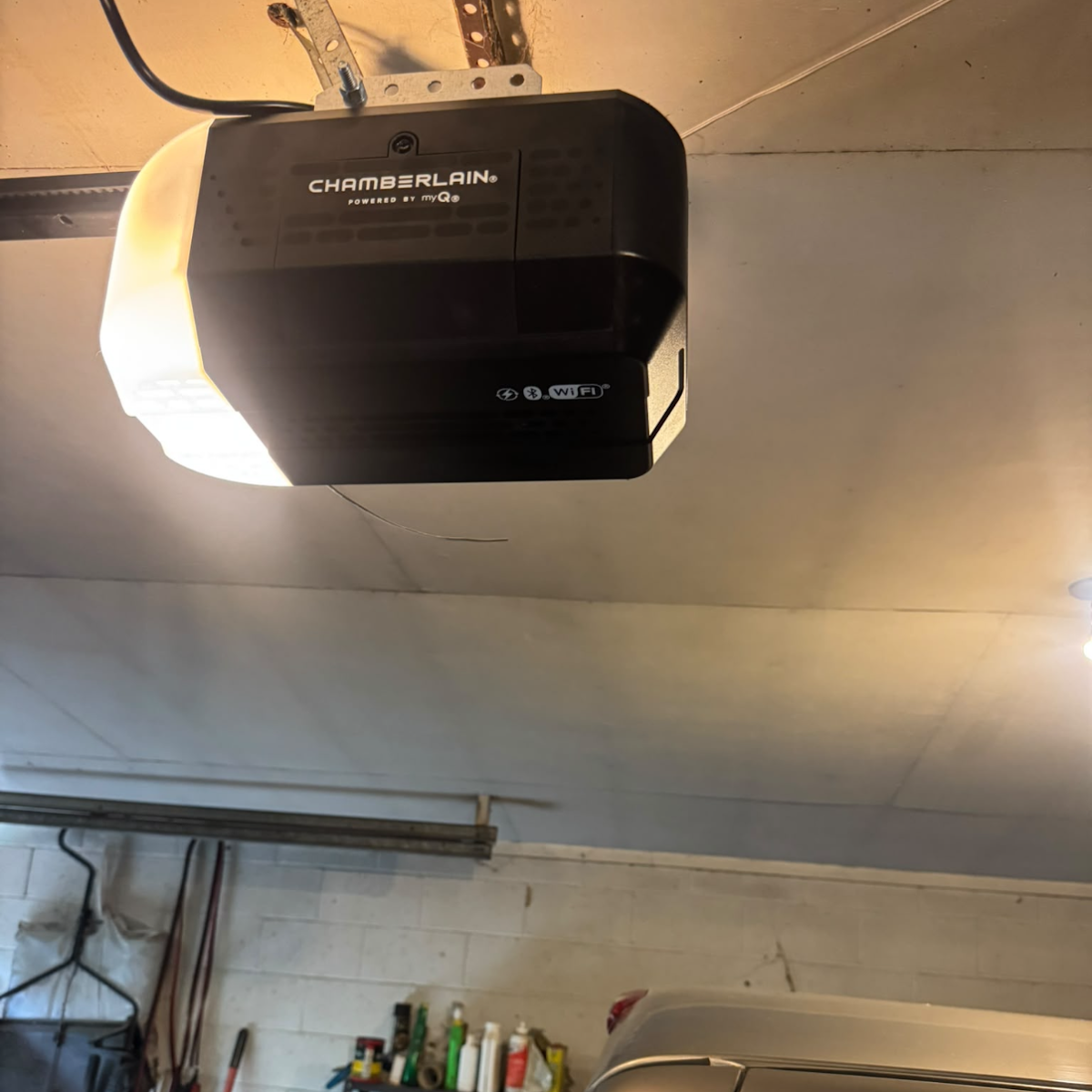 New Chamberlain WiFi garage door opener after installation